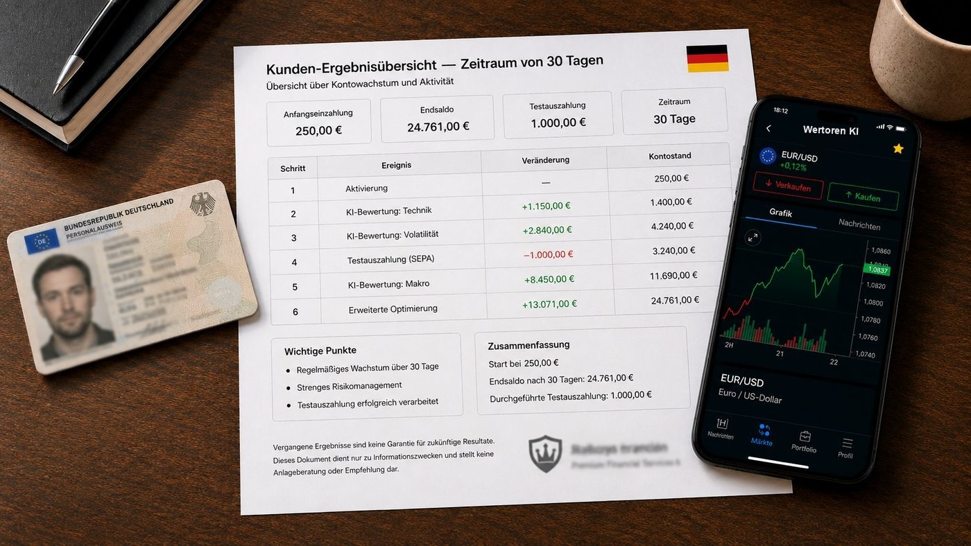 Protokoll des Testkontos (Simulation)